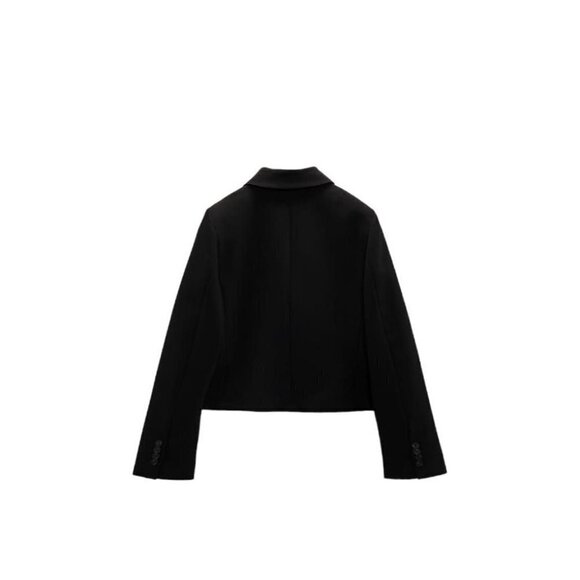 ZARA DOUBLE-BREASTED CROPPED BLAZER BLACK SIZE S | 2447/640 - Picture 2 of 4